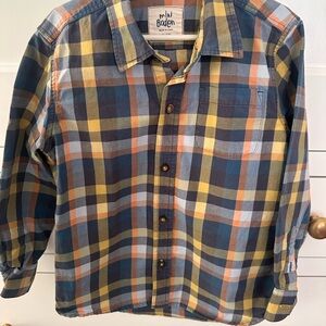 Mini boden Casual Plaid Shirt - Blue, Yellow, Orange